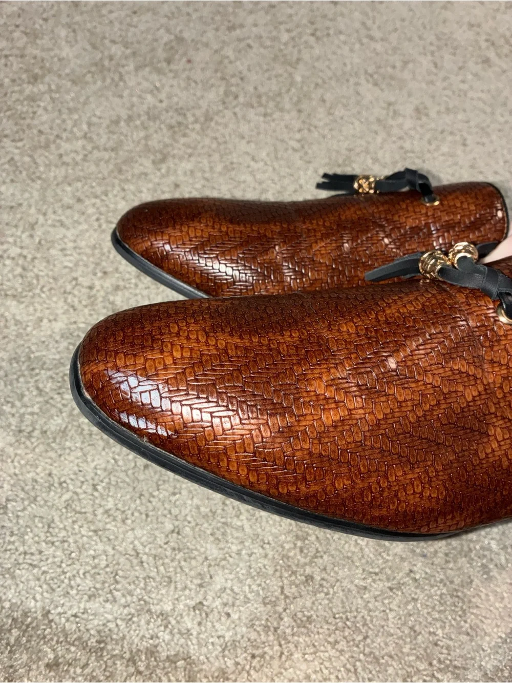 Amazon Men's Woven Tassel Slip-On Loafers in Brown